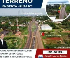 Terreno en VENTA sobre la Ruta 1 de la ciudad de Encarnación.
