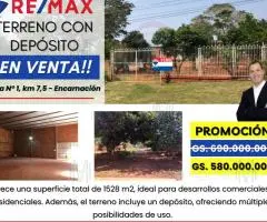Terreno con depósito ubicado sobre la Ruta N° 1 - Km 7.5