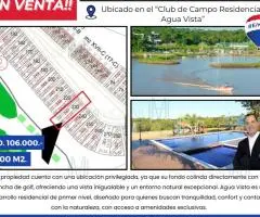 Lote ubicado en el exclusivo Club de Campo Residencial Agua Vista.